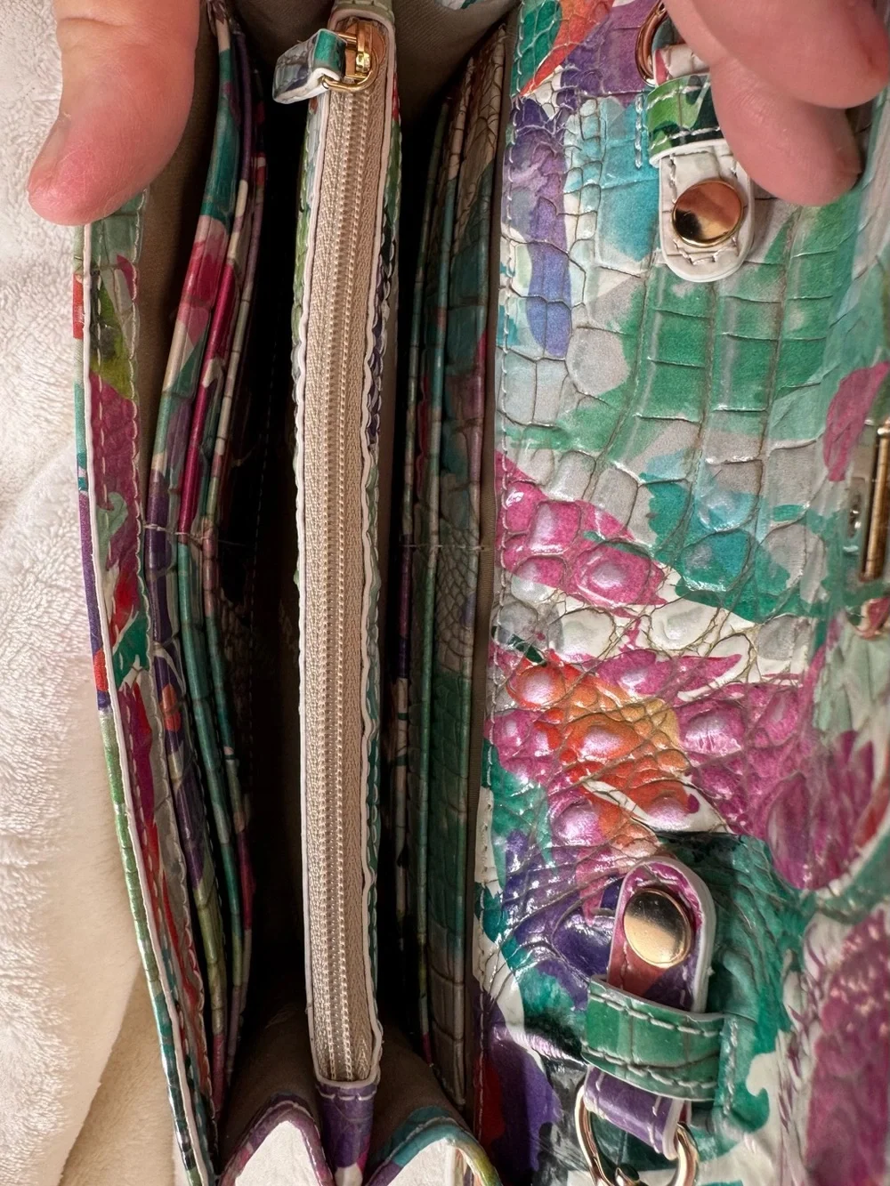 Brahmin Polina Multicolor Daylily Crossbody / Clutch / Wallet w/Chain Strap